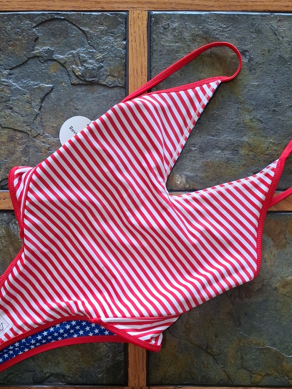 Reversable Blue Star/Red Stripe One-Piece Swimsuit